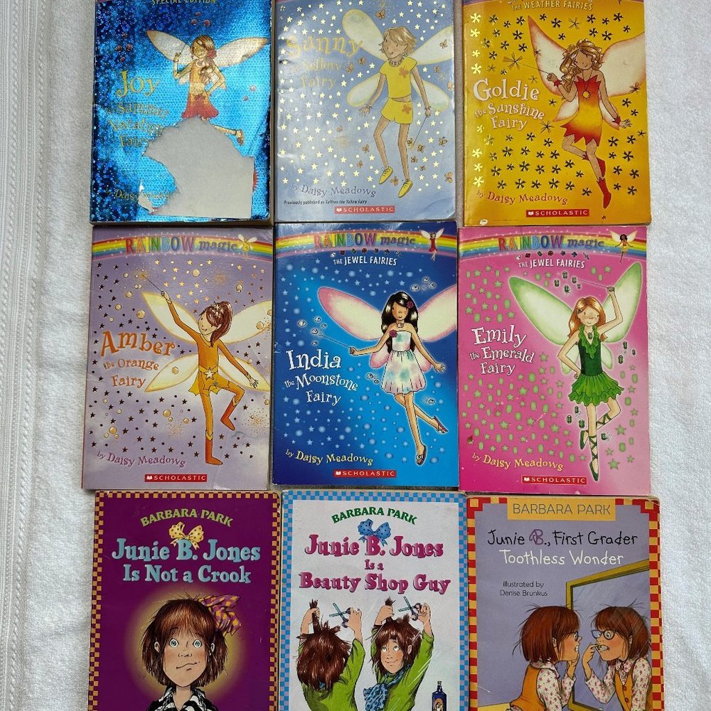 Girl's Books Rainbow Magic & Junie B Lot of 9 SoftCover Books Girls & Pre-Teens